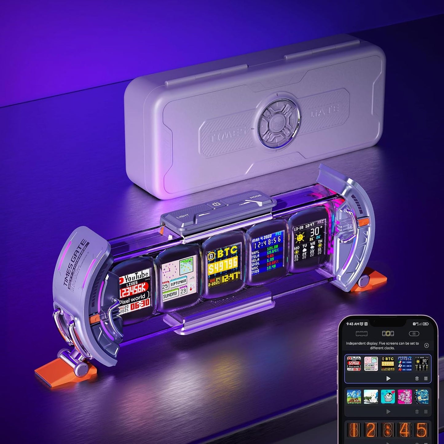 Divoom Times Gate Cyberpunk Desk Clock