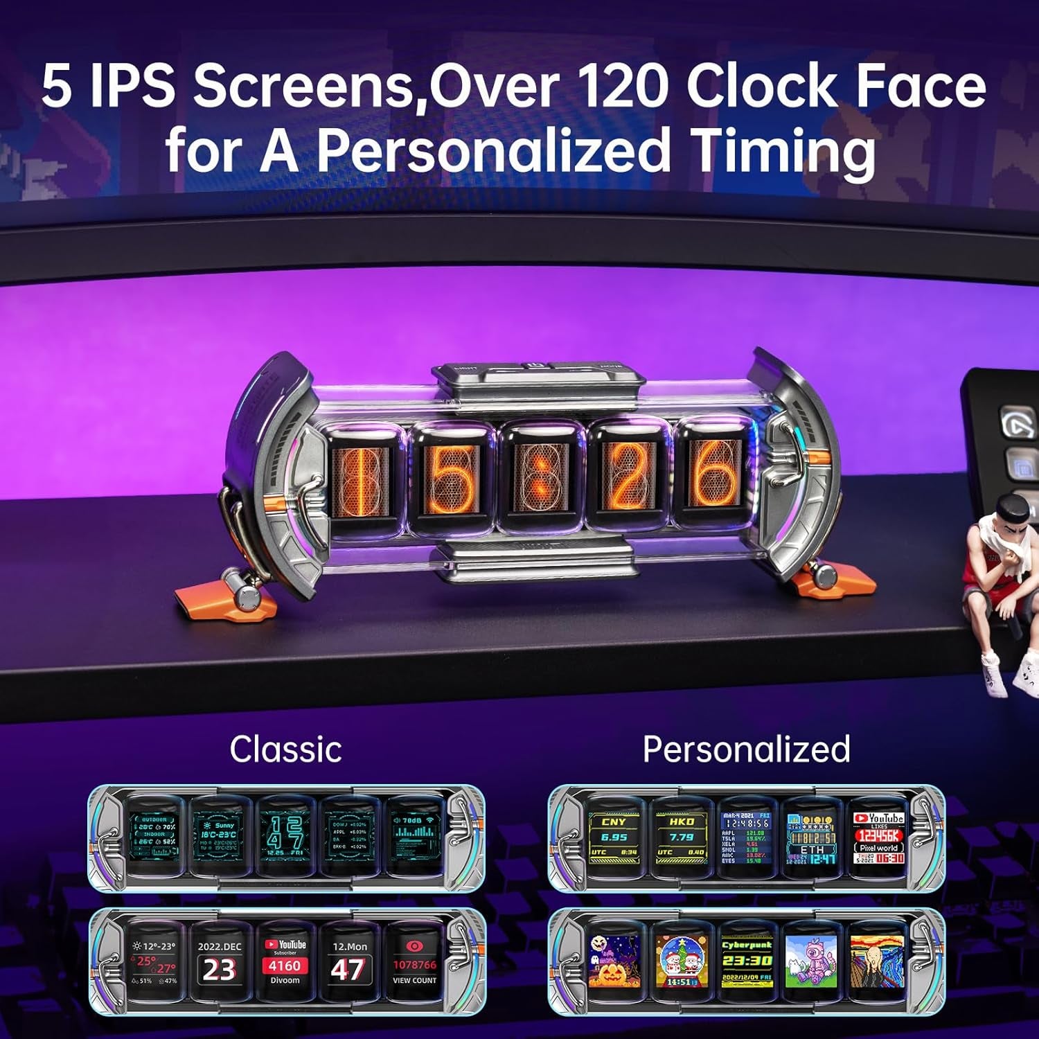 Divoom Times Gate Cyberpunk Desk Clock